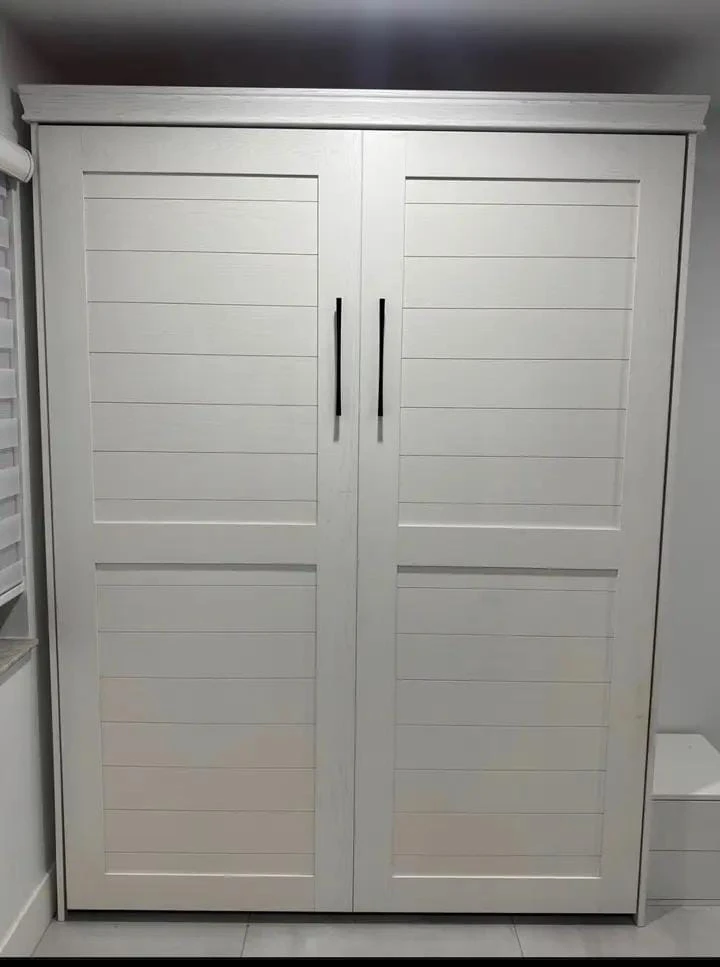 White Murphy Bed with Black Handles - photo 3