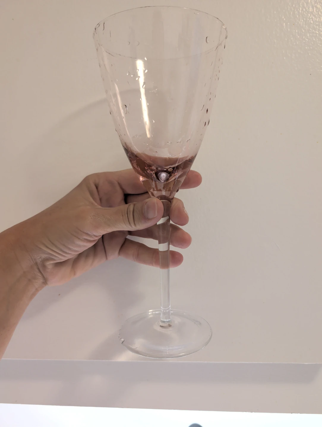 Set of 3 Pink Tinted Wine Glasses