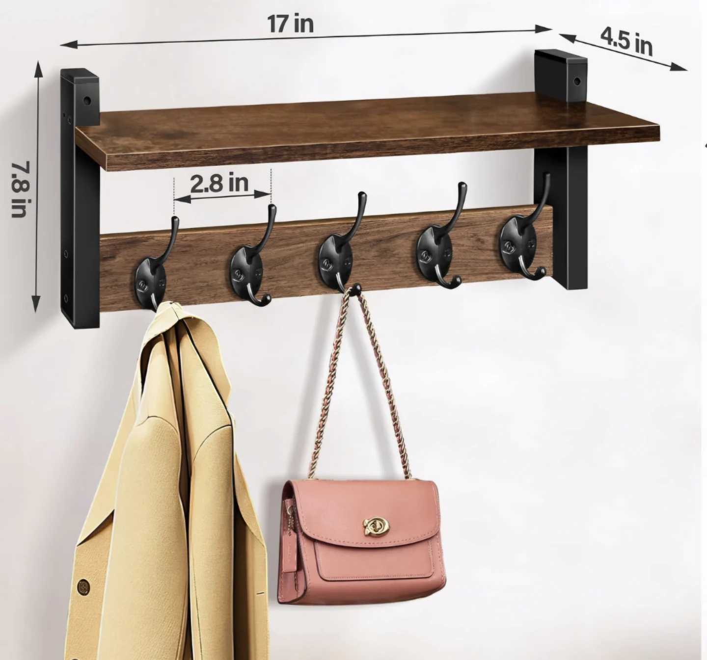 Wall Mounted Shelf With Hooks - photo 4