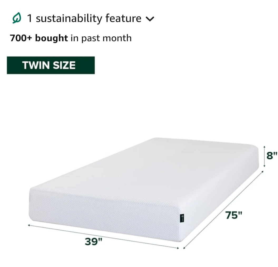 8 Inch memory foam - Zinus Twin Mattress - photo 3