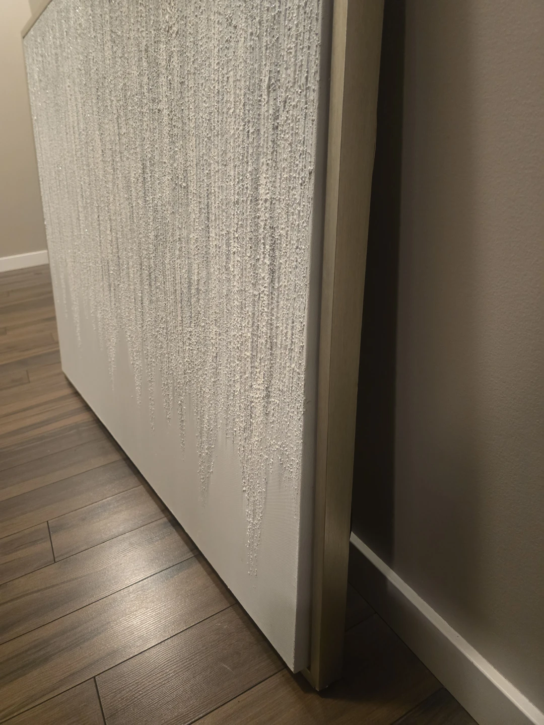 White & Gold Textured Canvas Wall Art Painting - photo 2