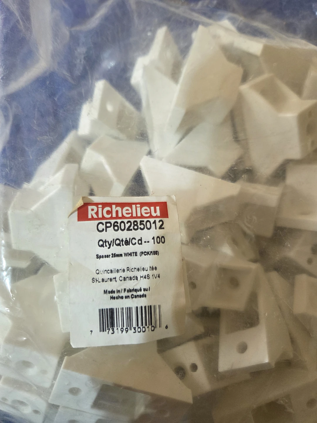 Richelieu 25mm White Spacers - 100 Pack - photo 3