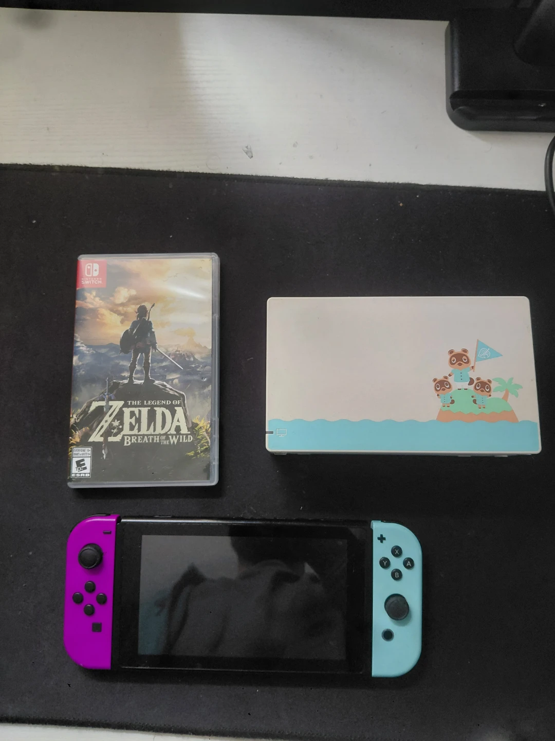 Nintendo Switch Animal Crossing Edition dock with Zelda Game