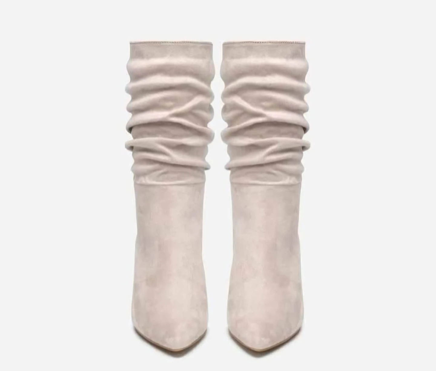 Beige Suede Slouch Boots