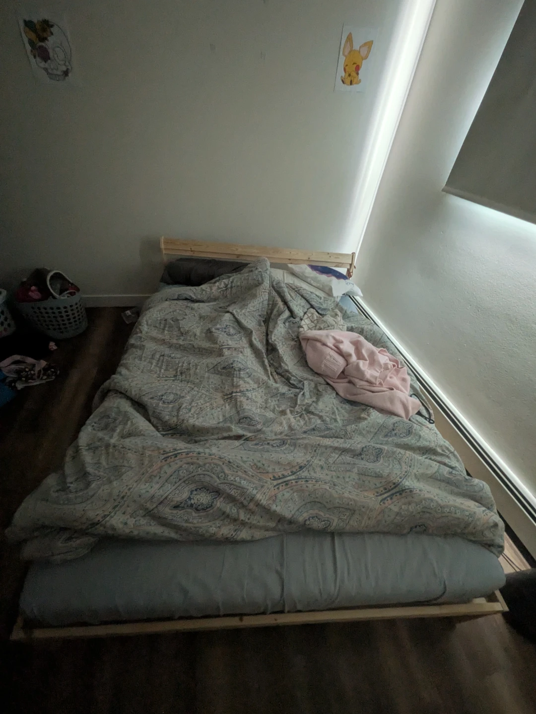 IKEA Wooden Bed Frame and mattress