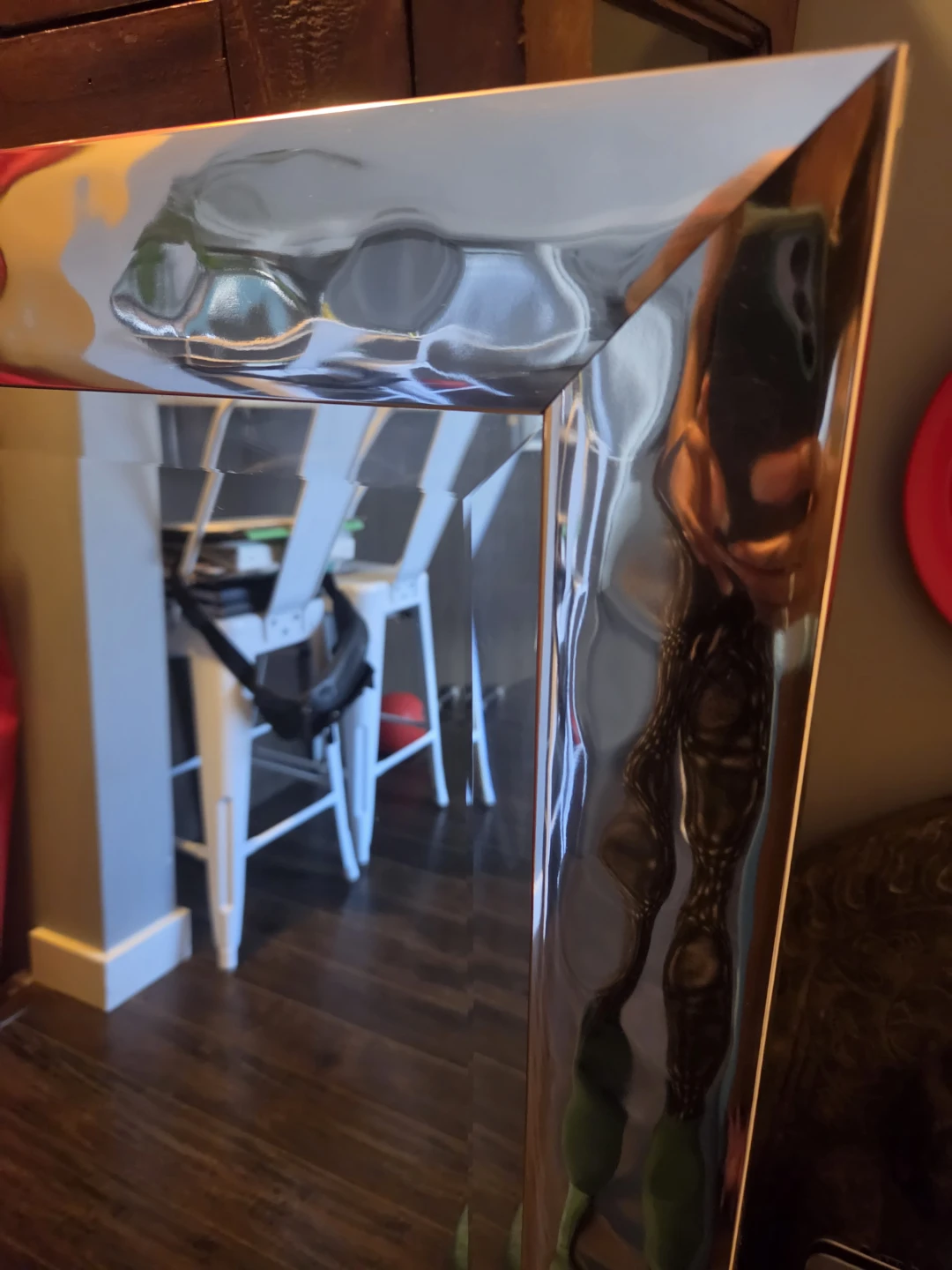 Large Hammered Silver Frame Wall Mirror - photo 2