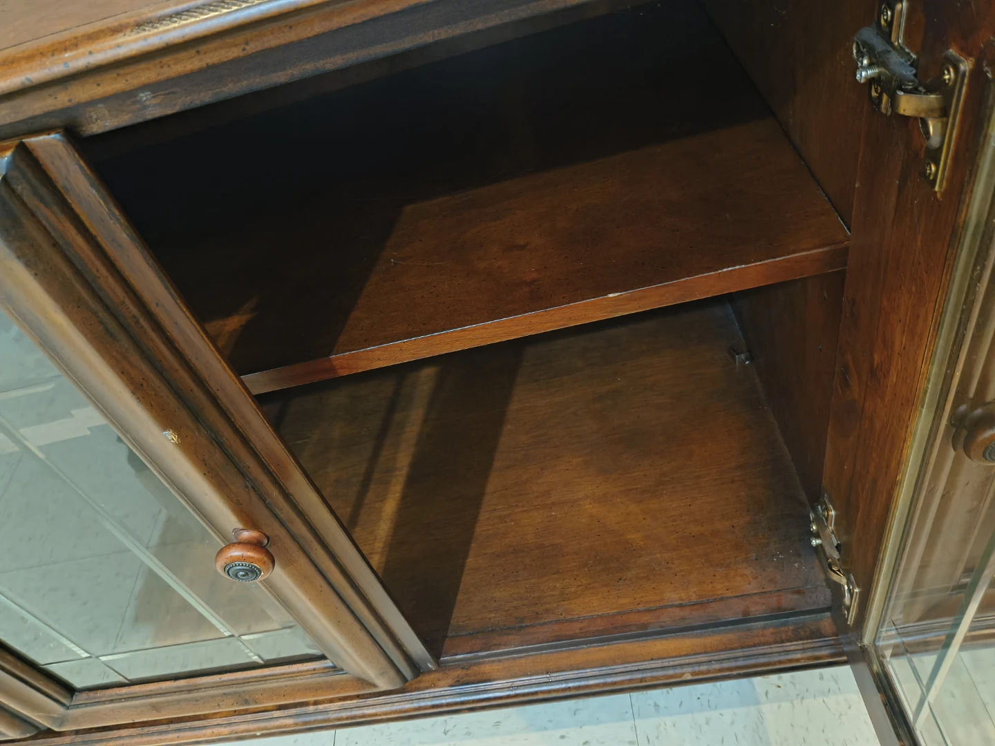 Traditional Wood Media Console with Glass Doors - photo 3