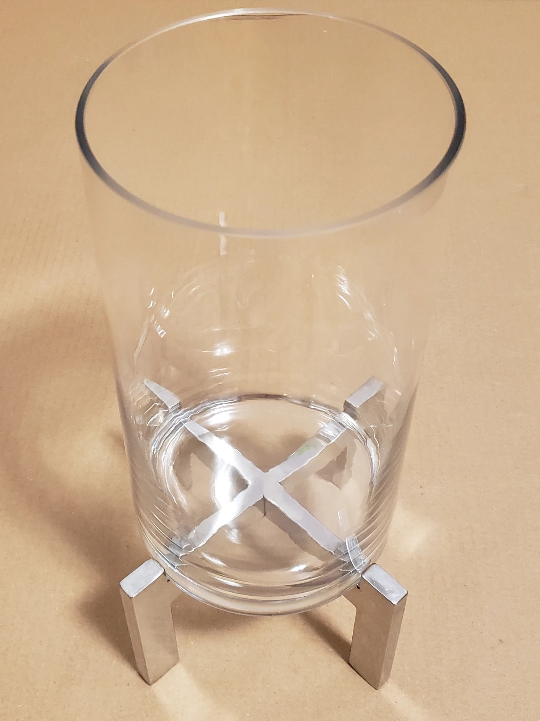 🏈 Glass Cylinder Vase with Chrome Stand