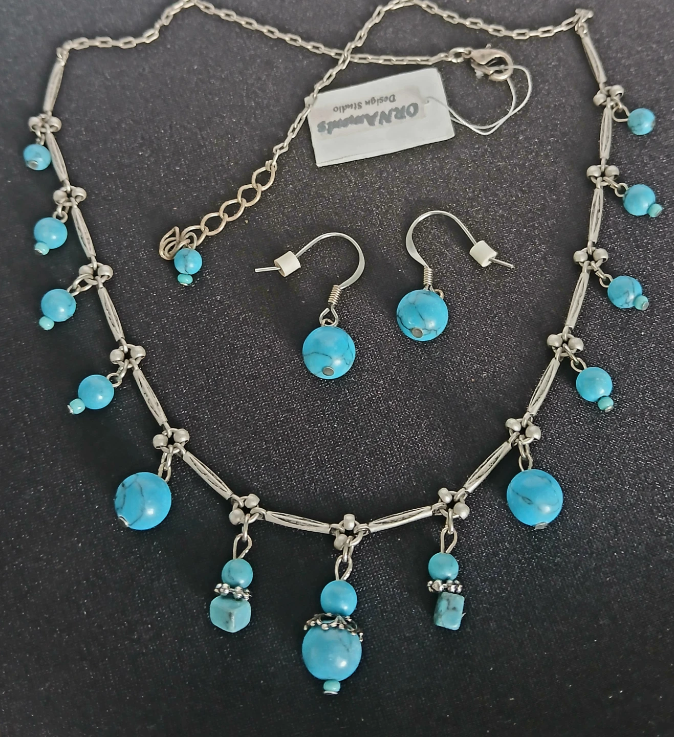 Reconstructed Turquoise jewellery set - photo 4