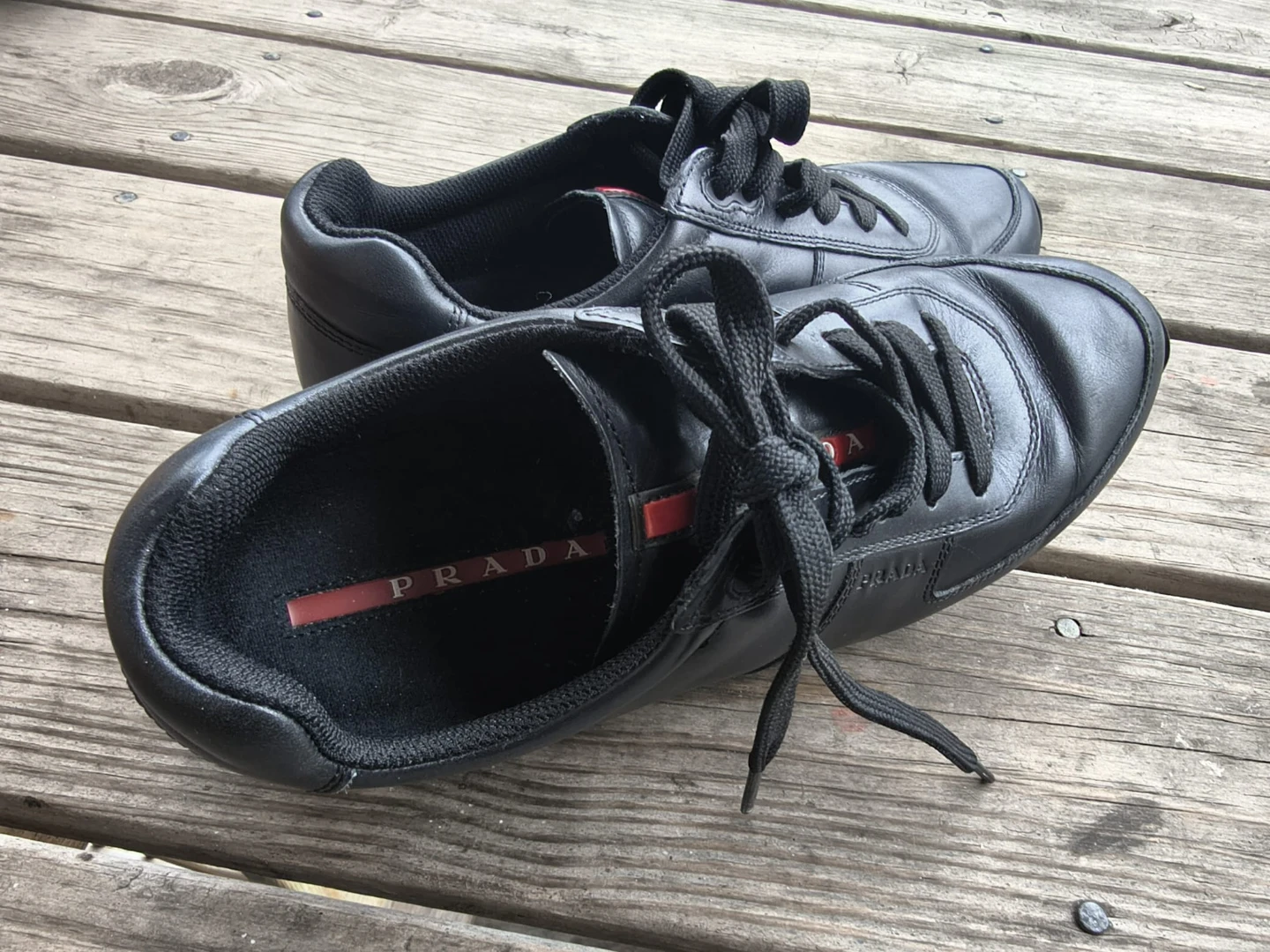 Prada black leather sneakers - photo 2