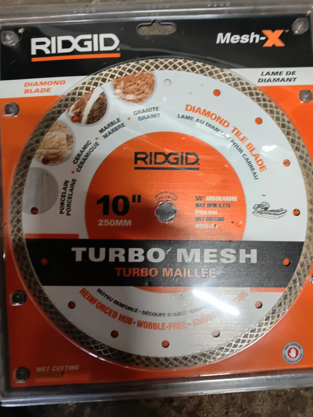 Ridgid 10 inch Turbo Mesh Diamond Tile Blade