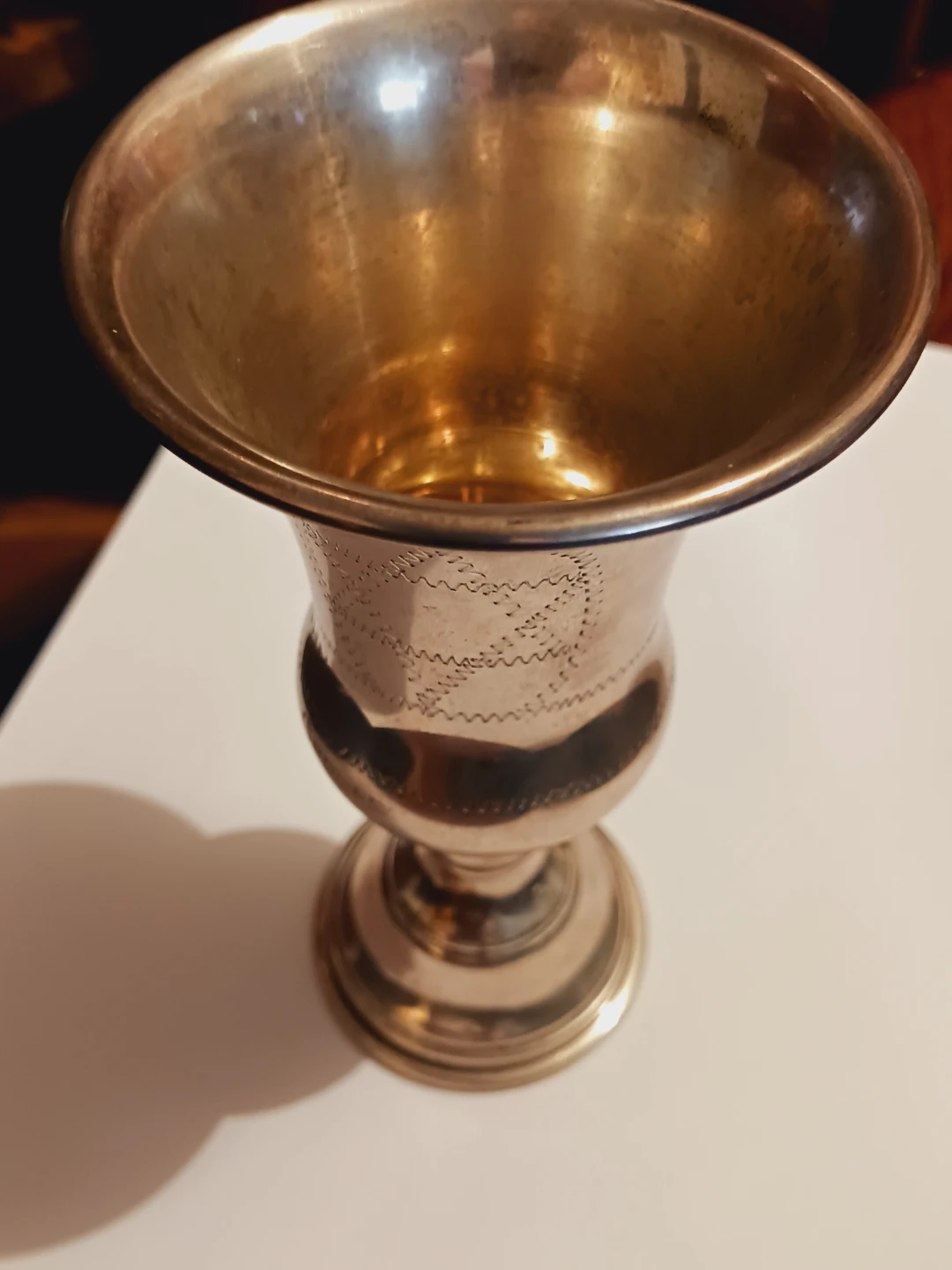 Large Sterling Silver 925 Kiddush Wine Goblet - photo 3
