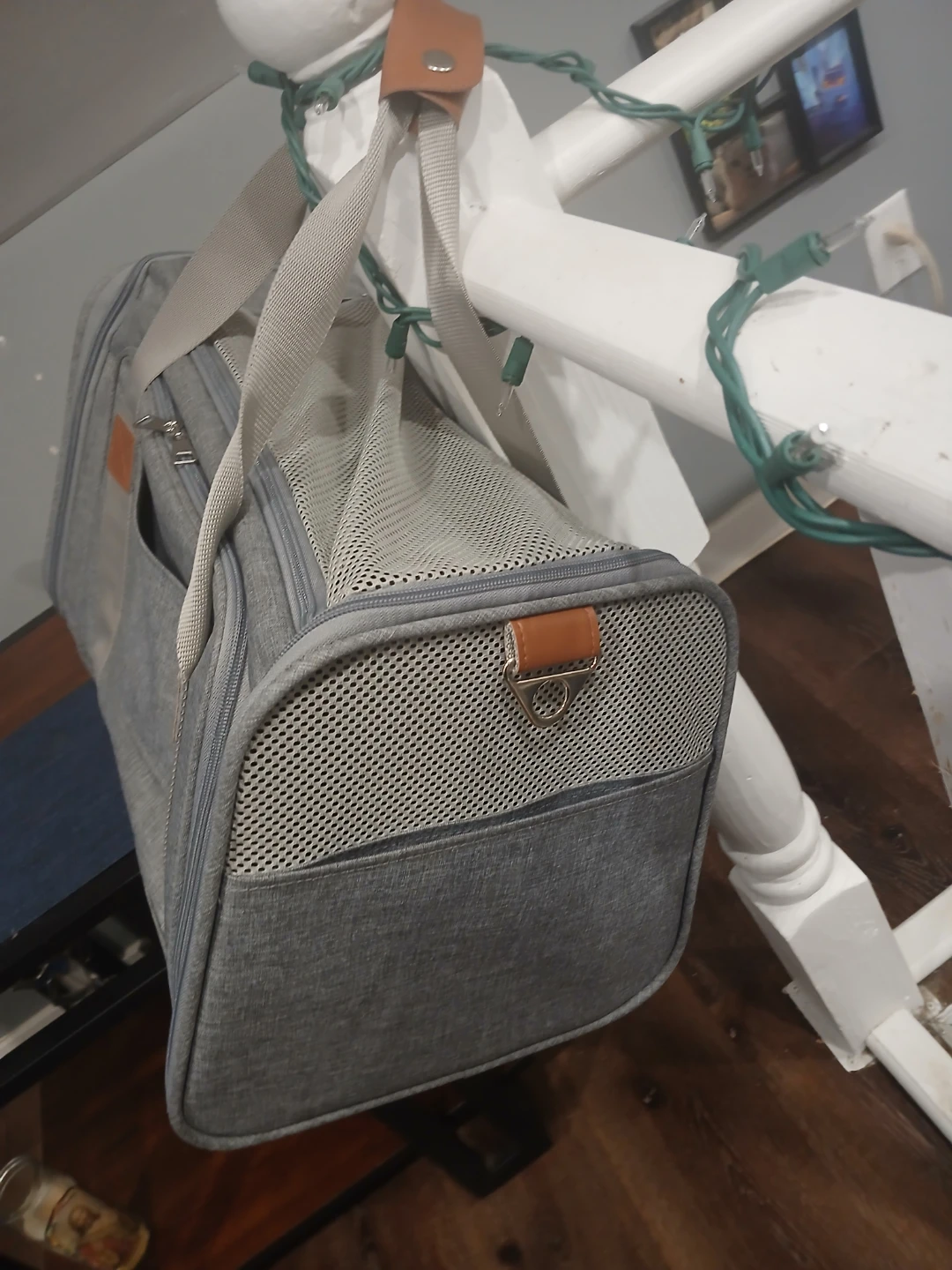 Leather Grey Pet Carrier Bag - photo 2