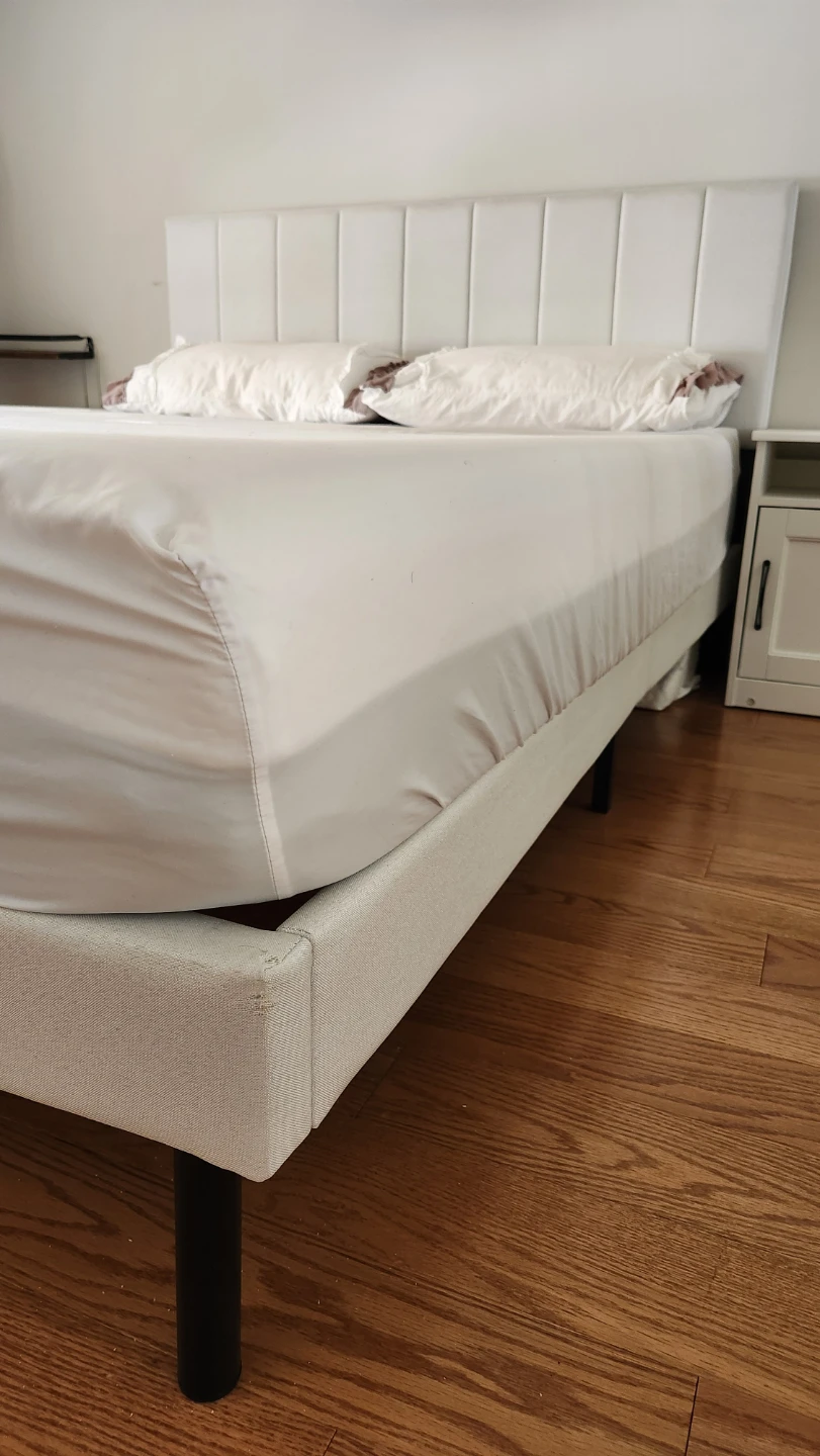 White Upholstered Queen Bed Frame - photo 2