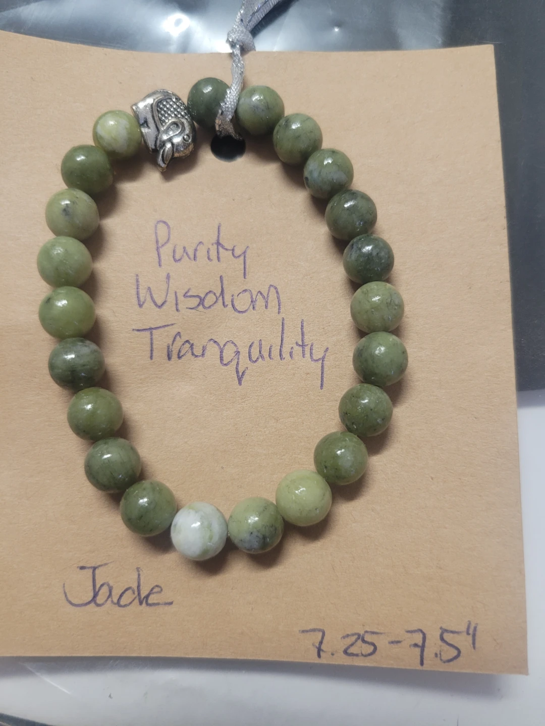 Purity Wisdom Tranquility Green Jade Beaded Bracelet