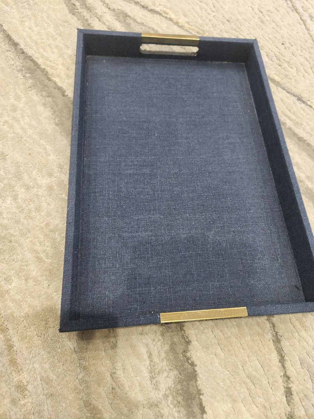 Navy Blue Decorative Serving Tray with Gold Handles - photo 2