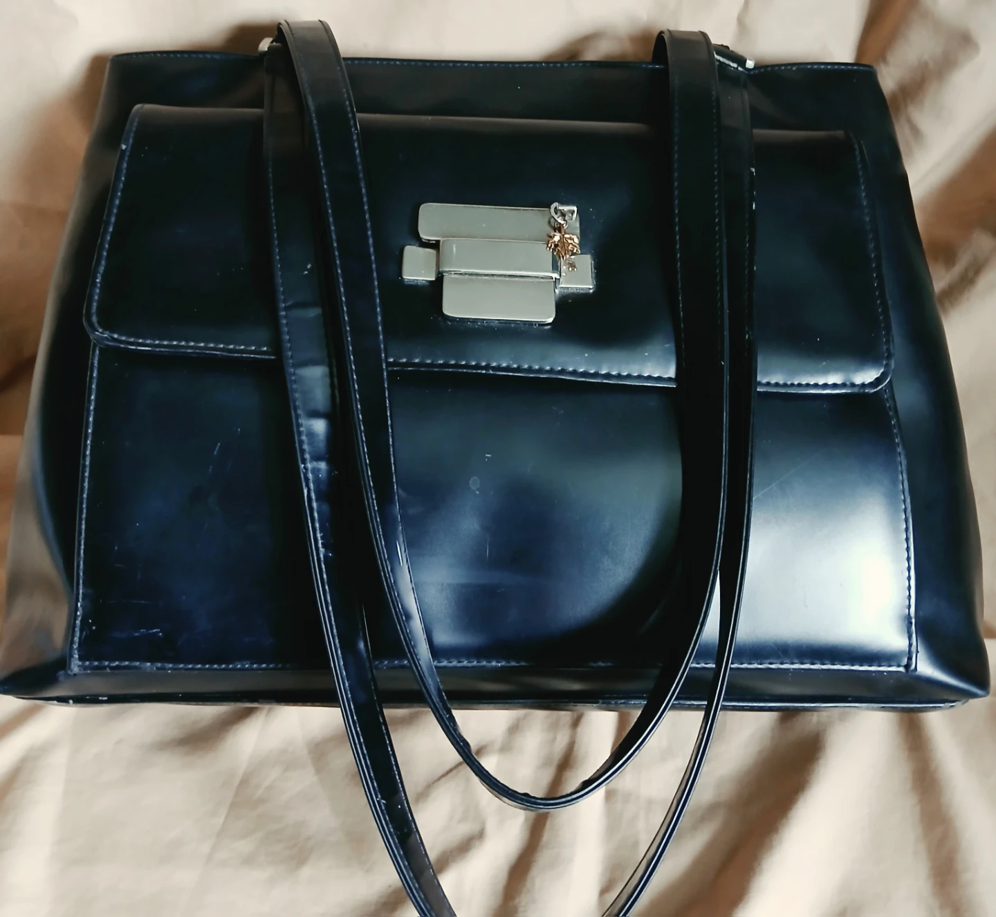 Black large structured handbag - Tote
