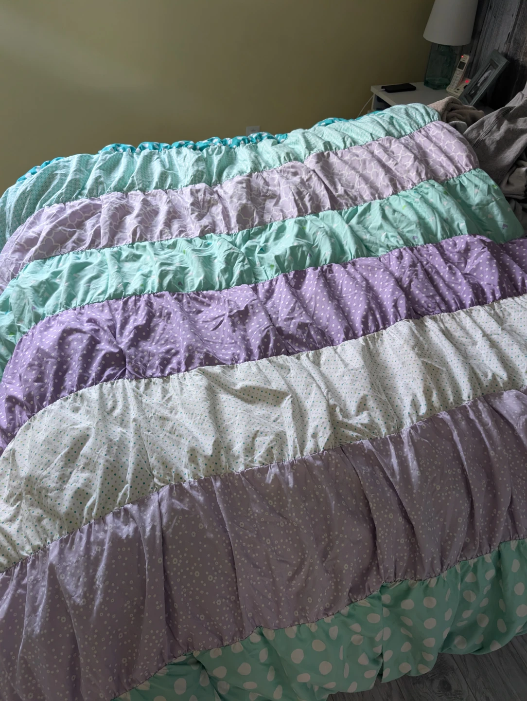Purple and Teal Ruffled Comforter x2