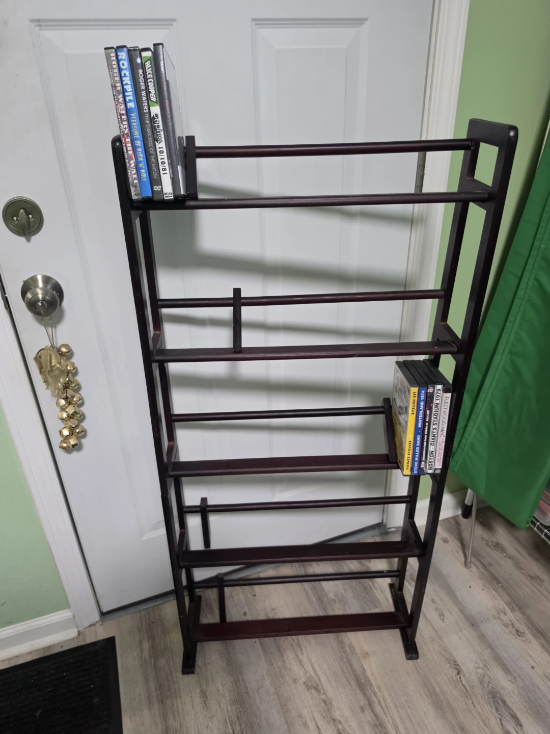 Pair of Tall Wooden CD/DVD Media Storage Racks – Dark Wood - photo 5