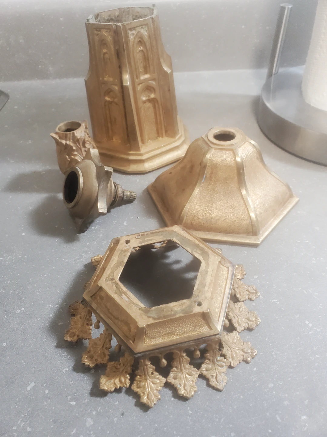 Antique Brass Lamp Pieces - 1 PC. Marked EMCO 1057N - photo 2