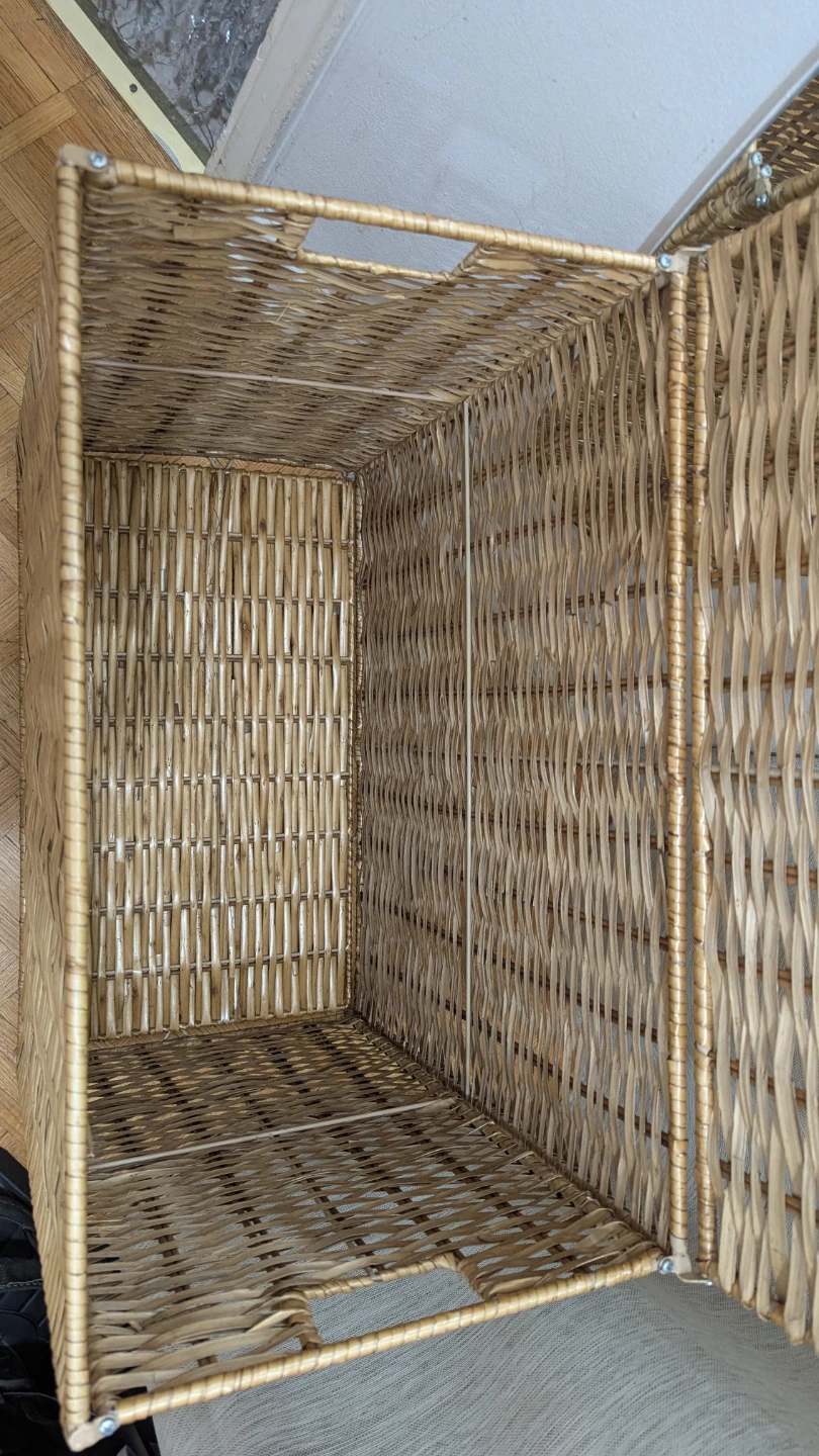 BIG Portable Folding Rattan Bamboo Wood Wicker Laundry Basket - photo 2
