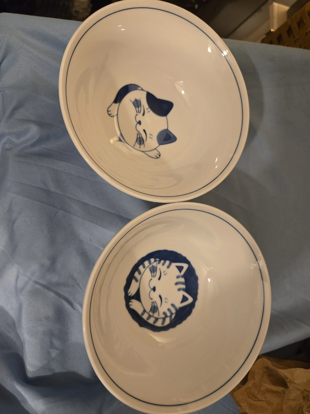 2pc Vintage Japanese Mino-Ware Cat Bowls Set - photo 2