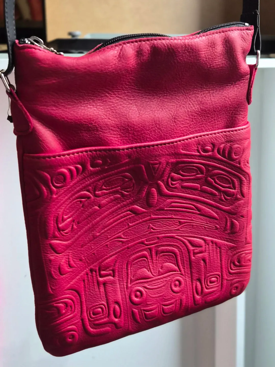 Spirit of the Wild Red Leather Crossbody Bag