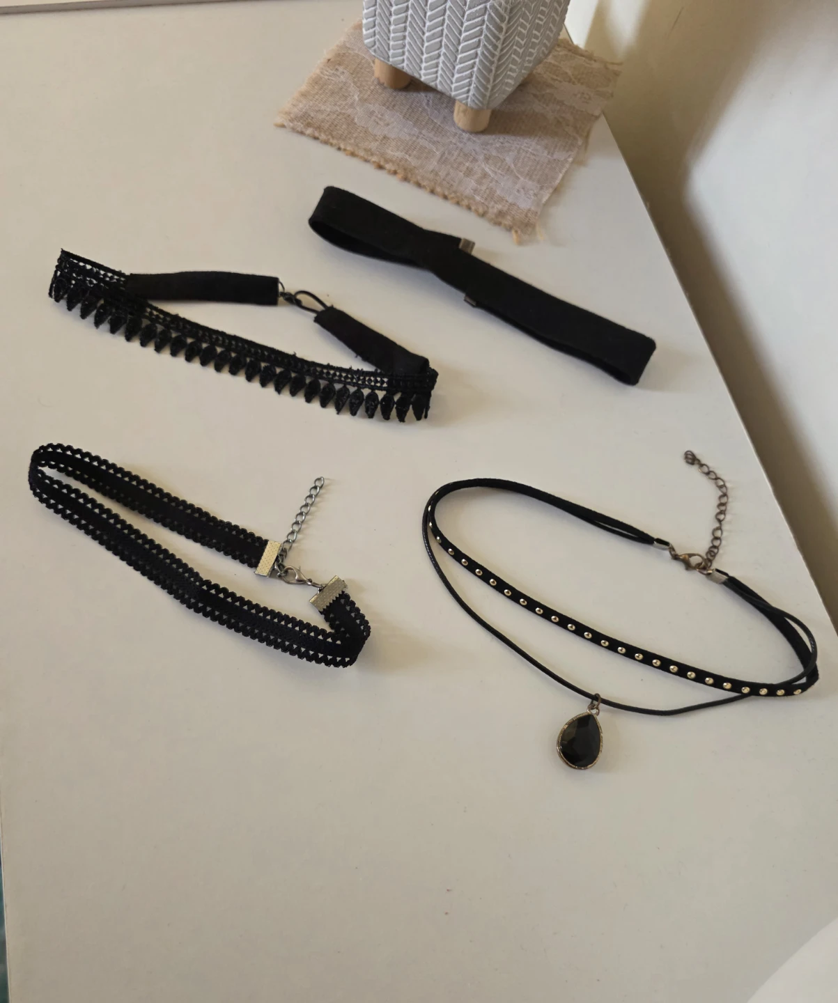 Set of 4 Black Choker Necklaces 🏈