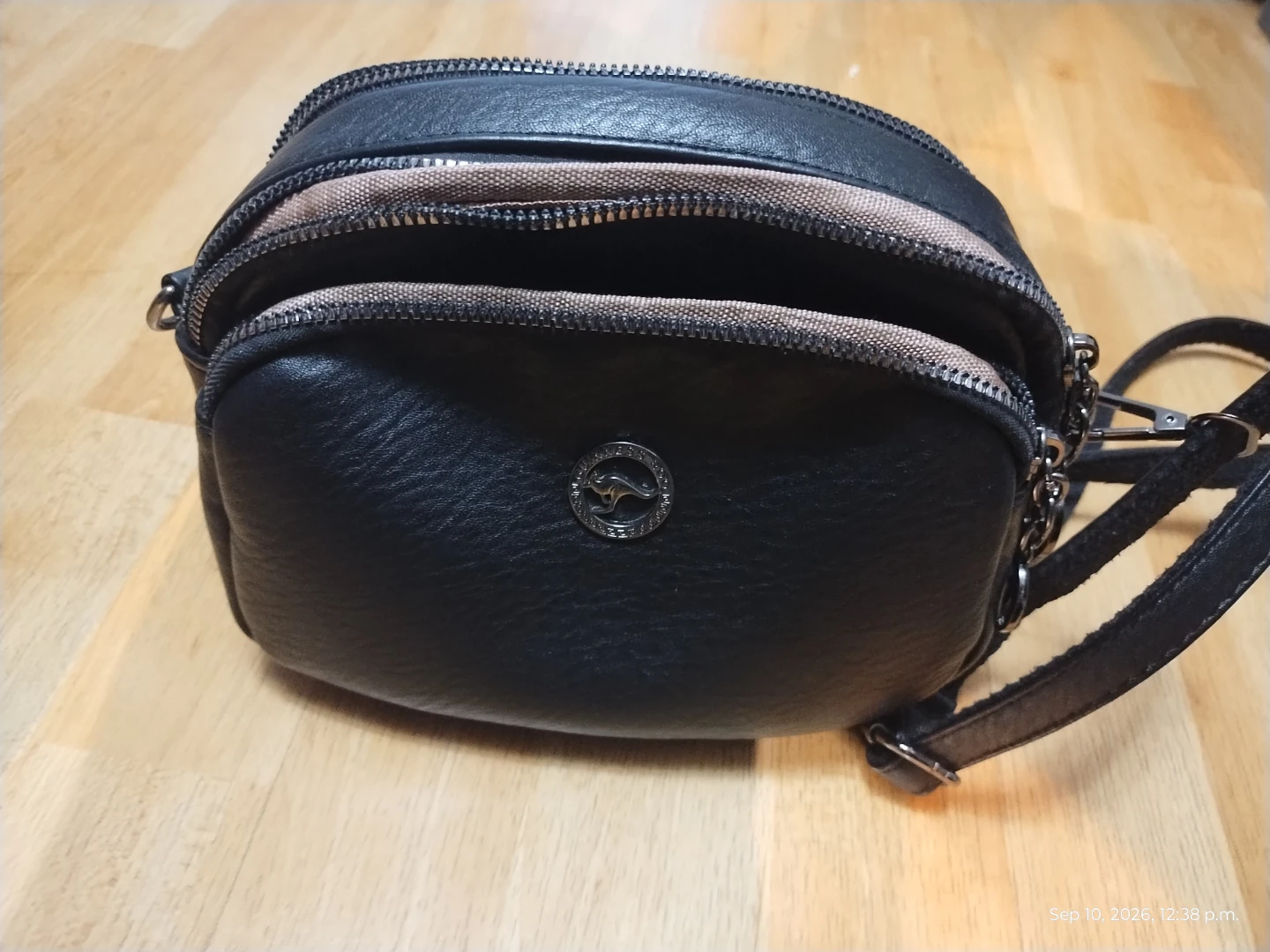 Kangol Black Crossbody Bag – Multi-Zip Compartments