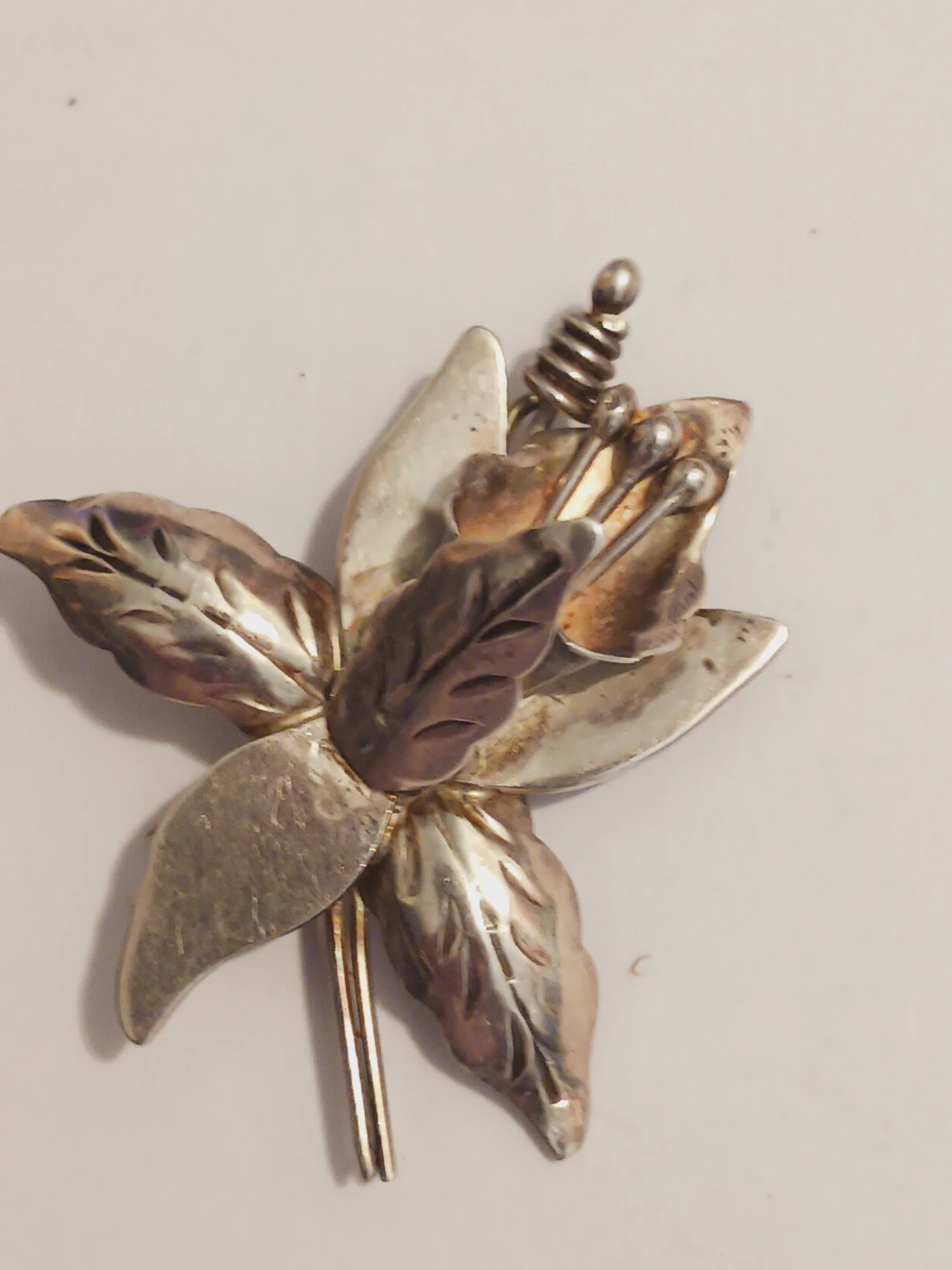 Taxco Mexico 925 Sterling Silver Orchid Brooch - photo 5