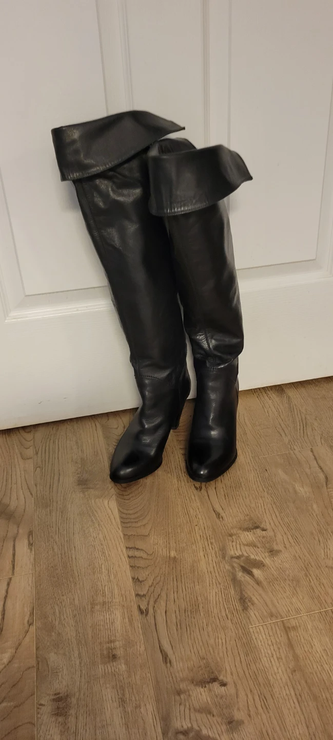 Black Leather Knee-High Boots