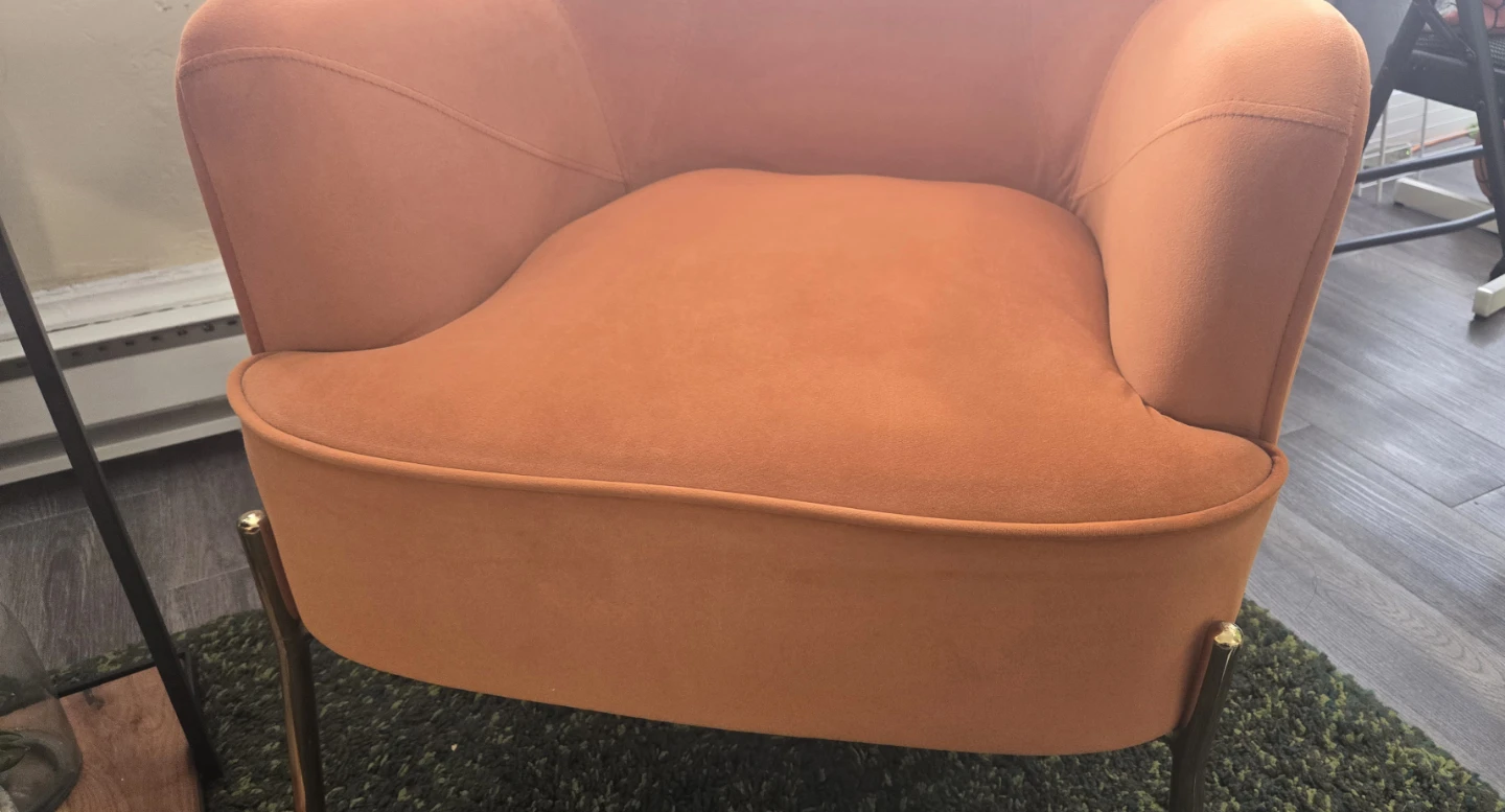 Two Orange Velvet Accent Chairs - photo 5