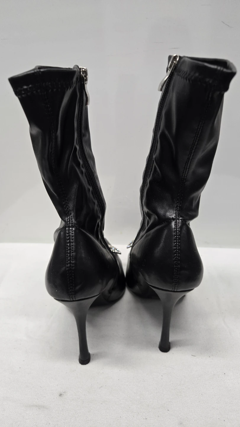 Fashion Nova Bouncy Black Pointed Stiletto Mid-Calf Rhinestone - photo 5