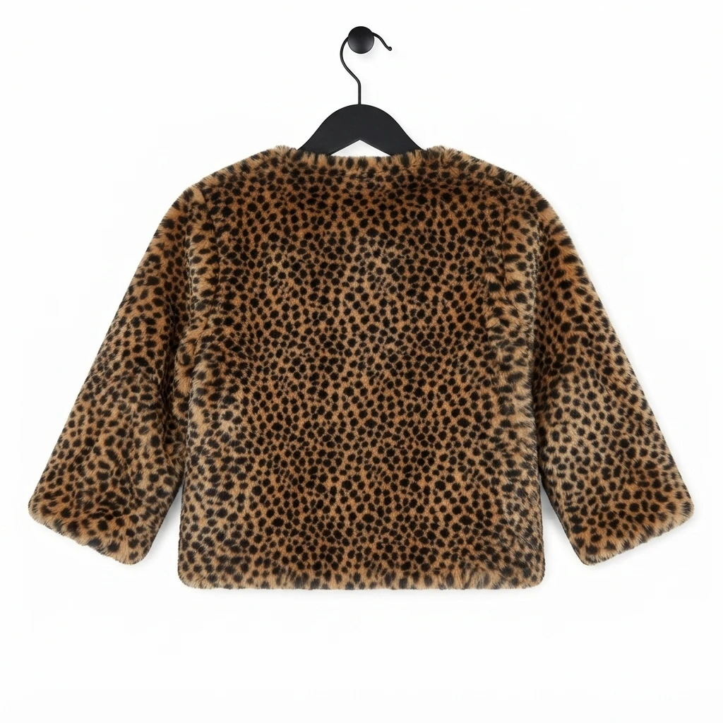 Janie and Jack Girls Faux Fur Leopard Capelet Jacket - Size 7/8 - photo 2