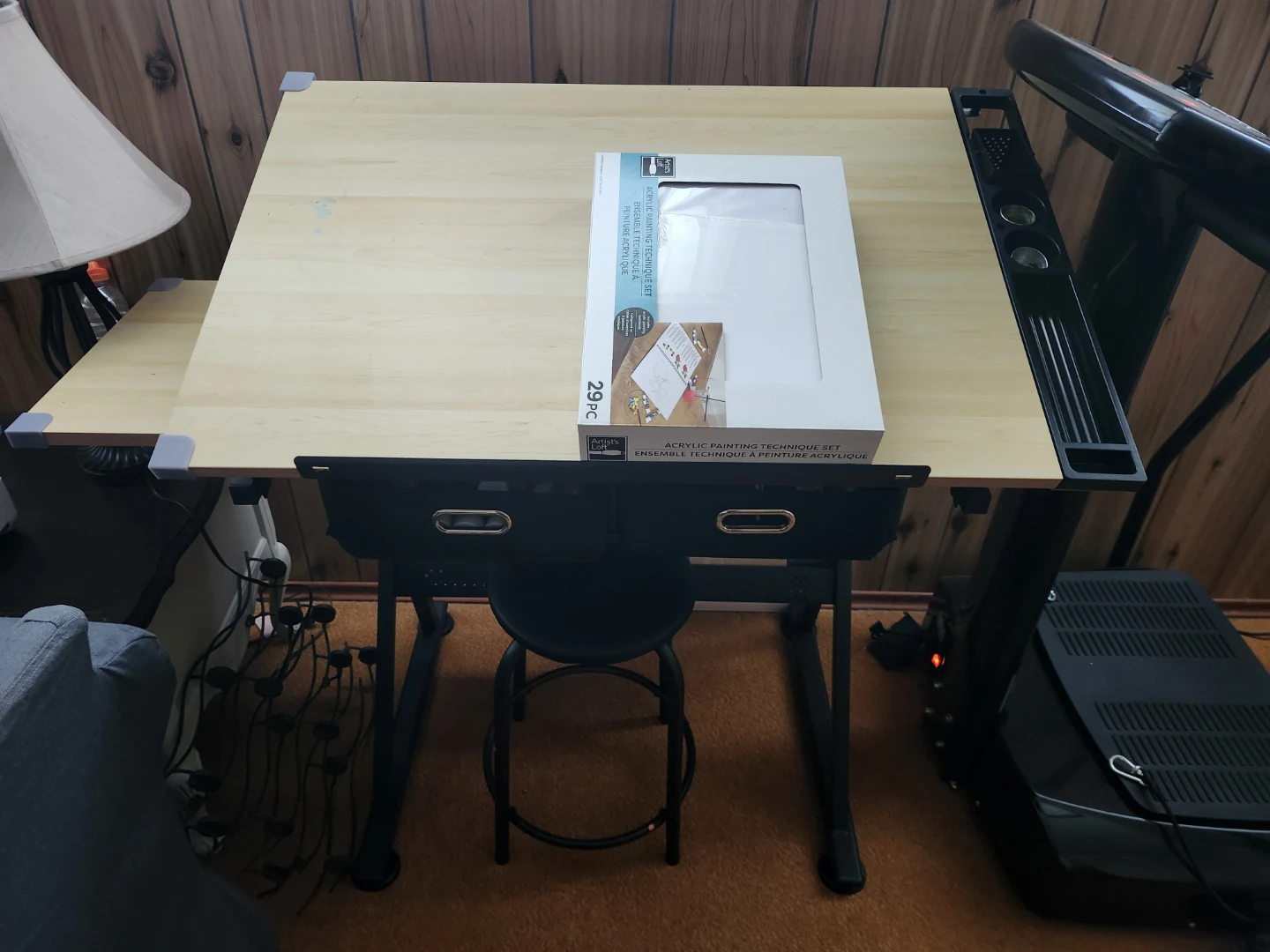 Adjustable Drafting Desk with Stool