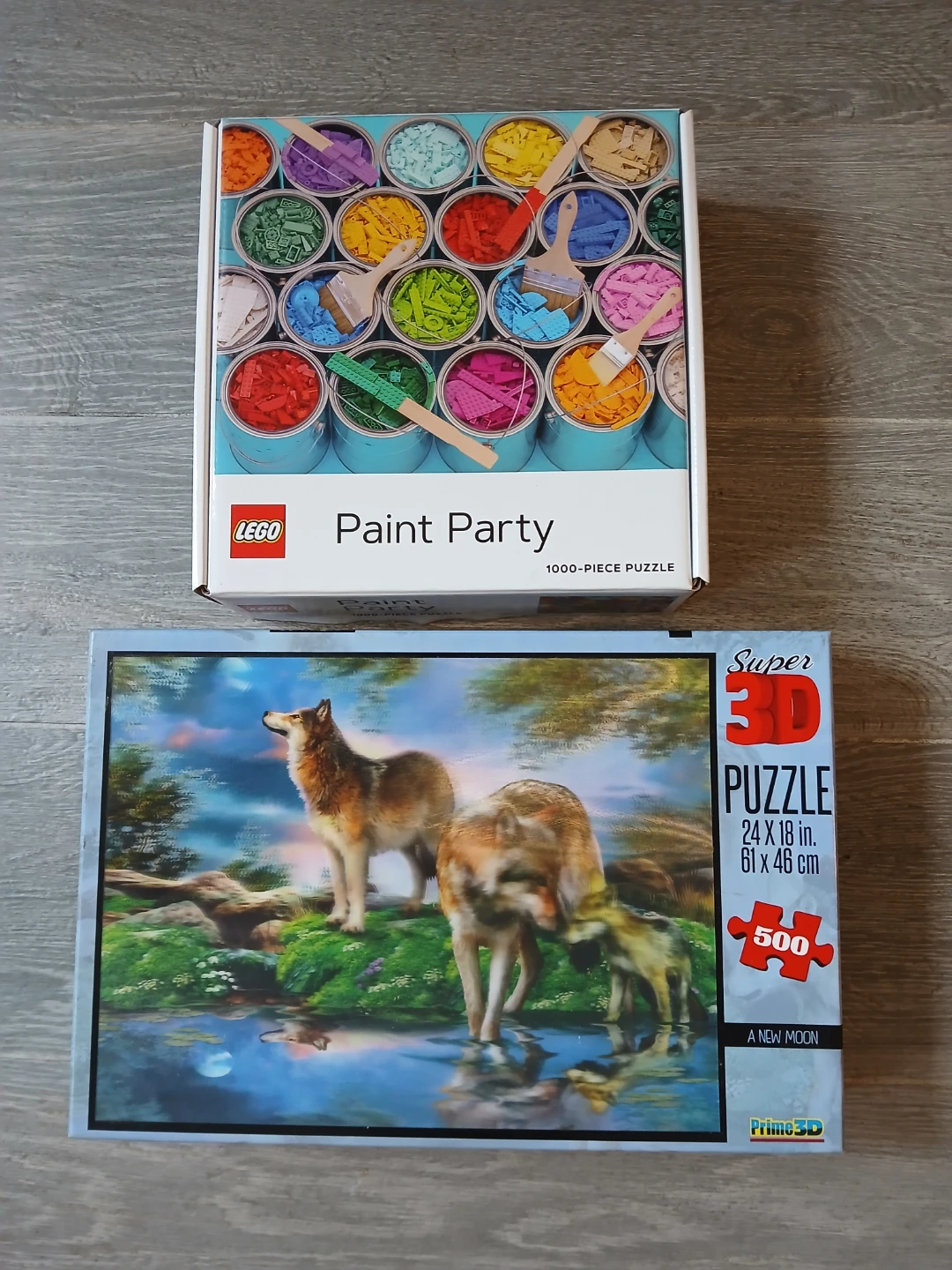 Two Puzzle Bundle: Lego Paint Party and Prime 3D Wolf.