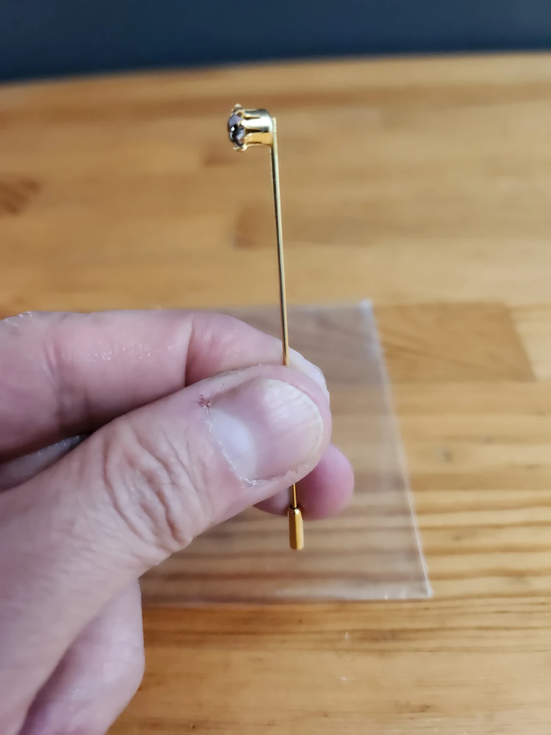 Vintage Gold-Tone Stick Pin with Australian Crystal Rhinestone - photo 4