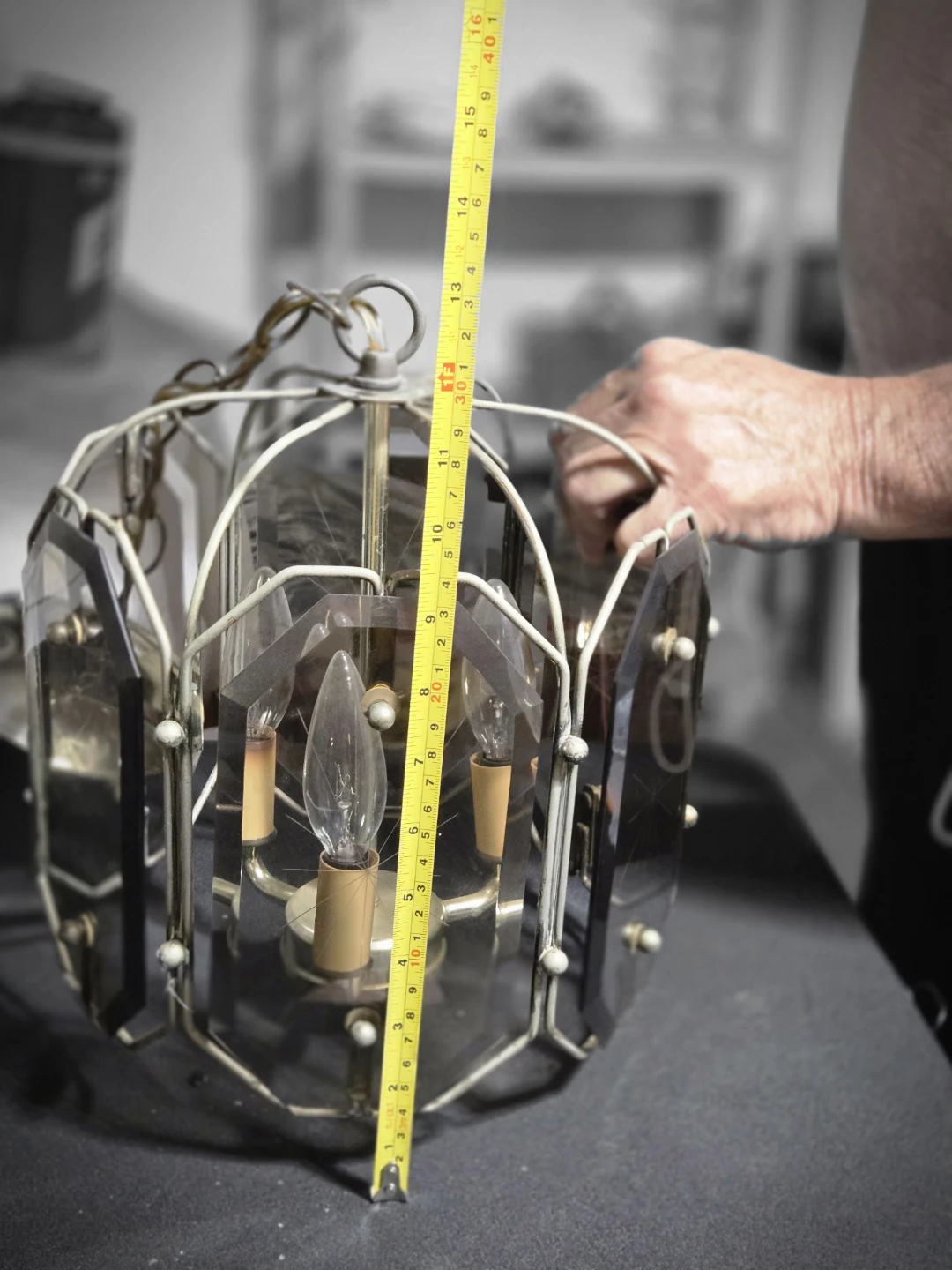 Vintage Chandelier with Glass Panels - photo 2