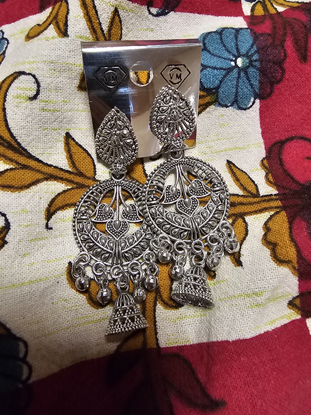 Silver-Tone Jhumka Earrings