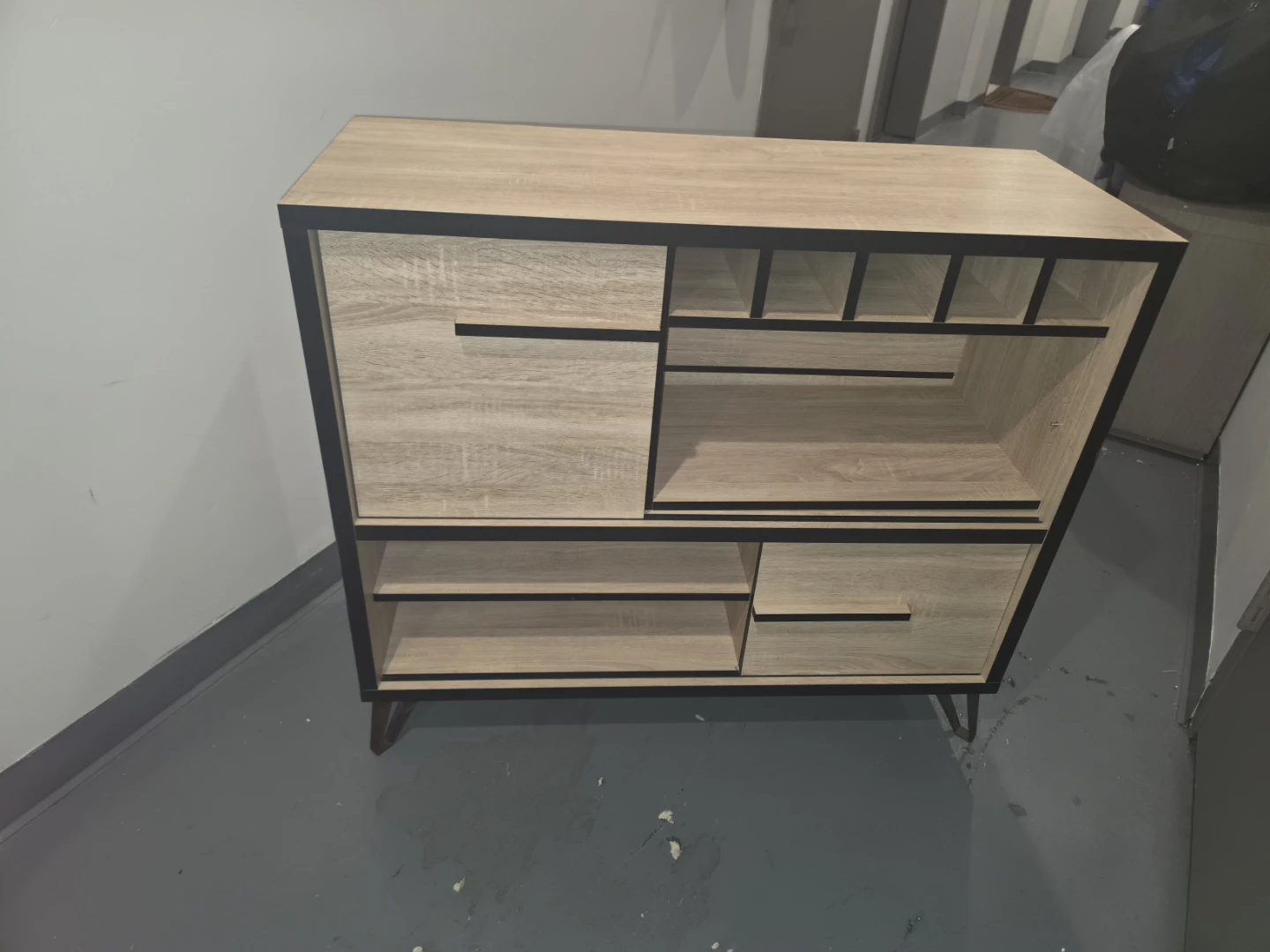Modern Wood Grain Accent Storage Cabinet