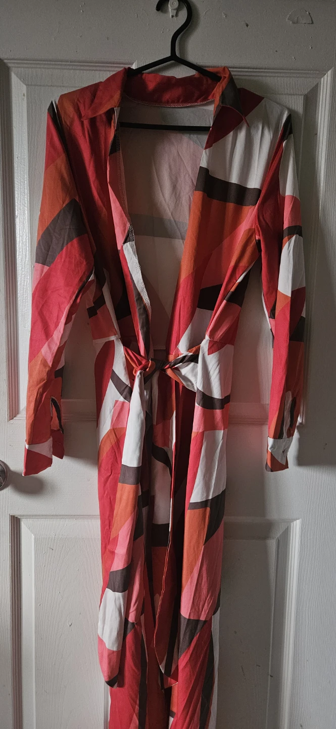 Geometric Print Wrap Dress