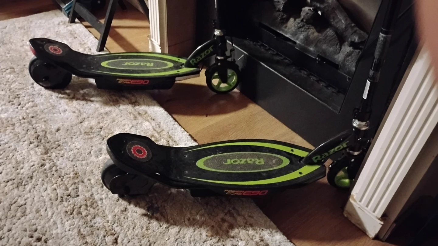 Two Razor Power Core E90 Electric Scooters