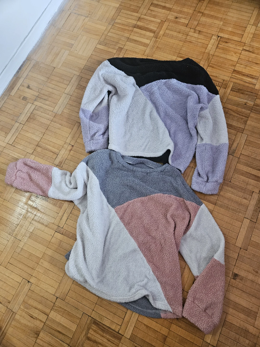 Set of Two Colour-Block Sherpa Sweaters
