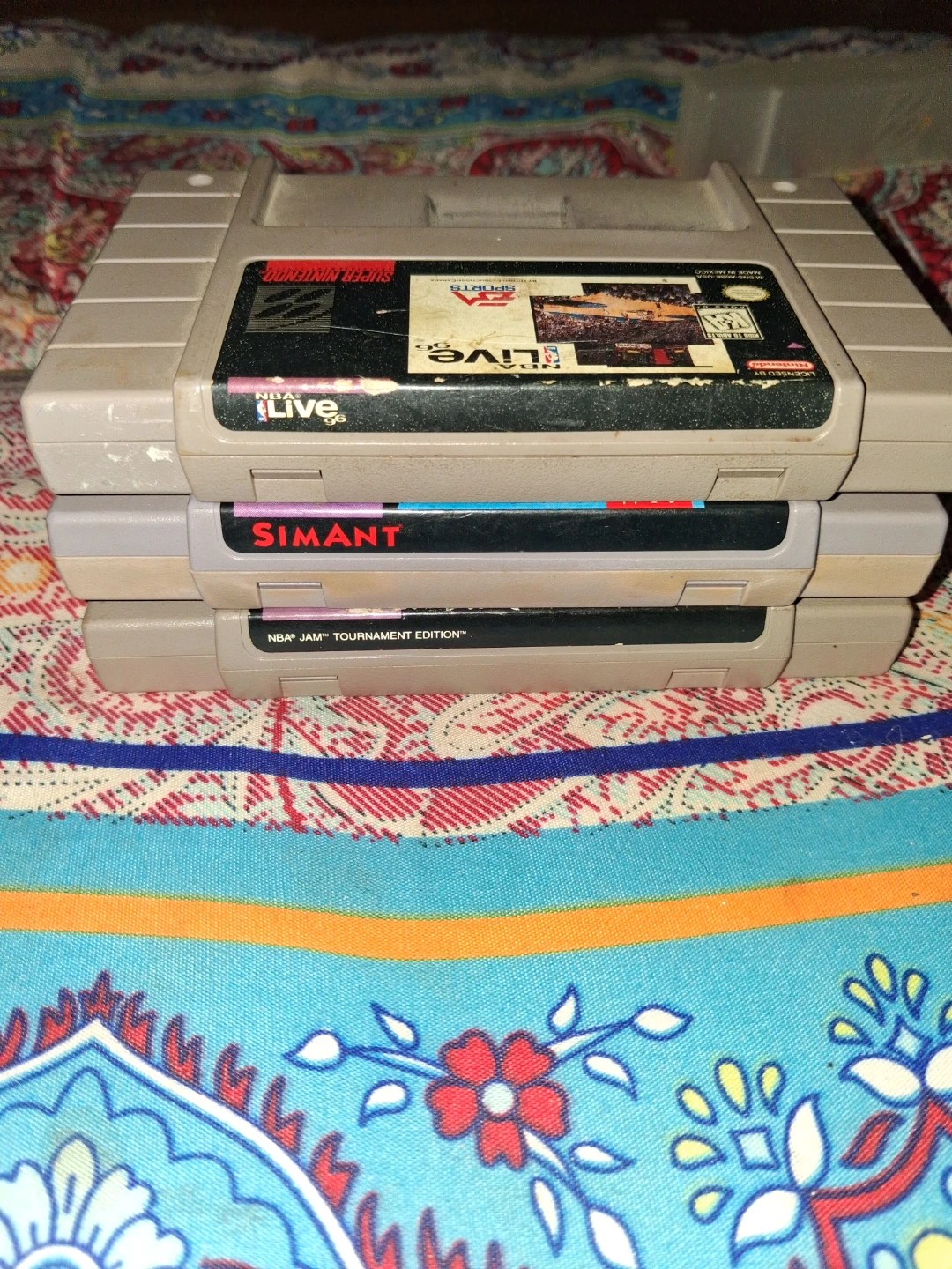 3 Super Nintendo SNES Cartridges (SimAnt, NBA Live 96, NBA Jam) - photo 3