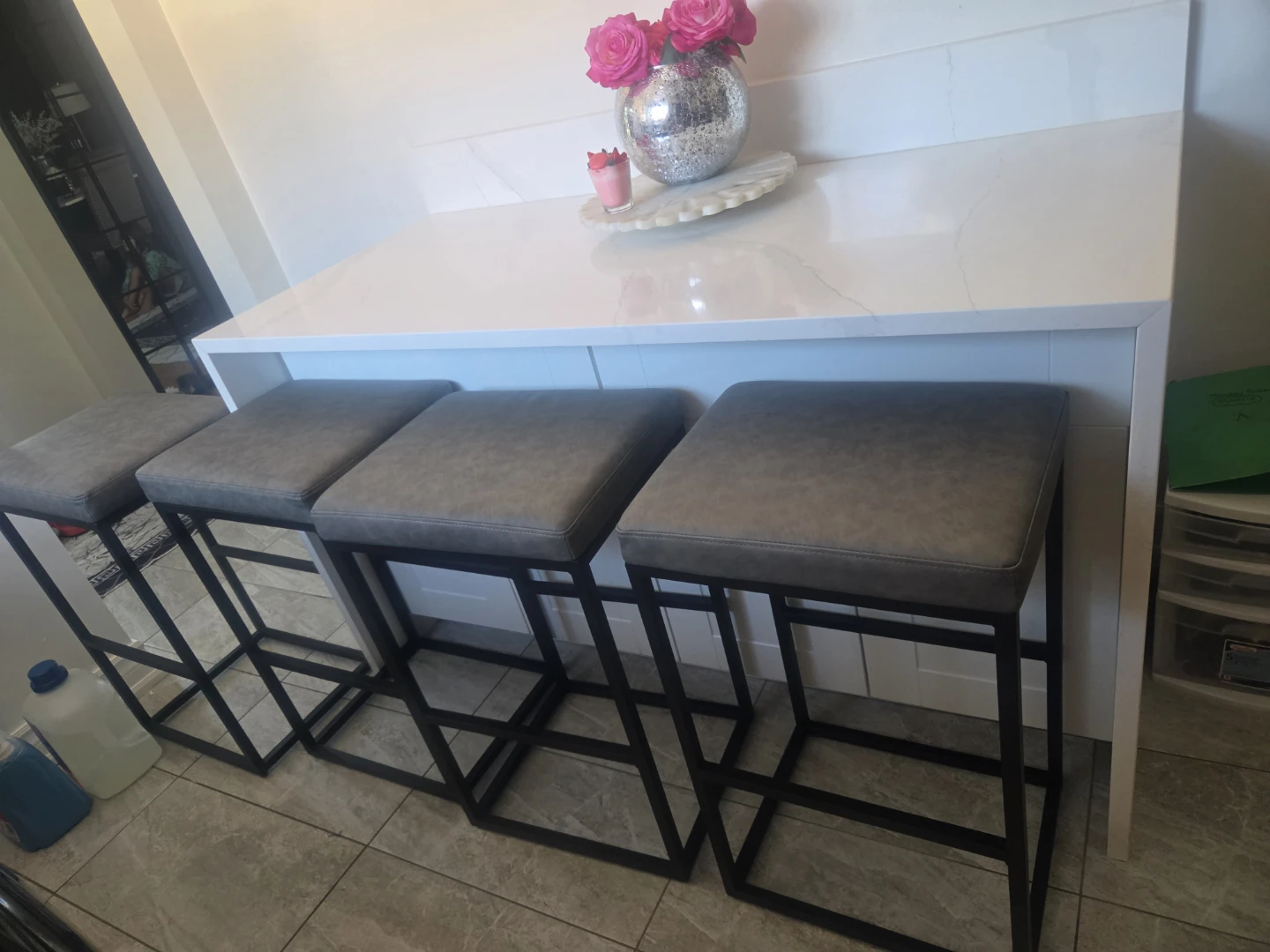 Set of 4 Grey Bar Stools