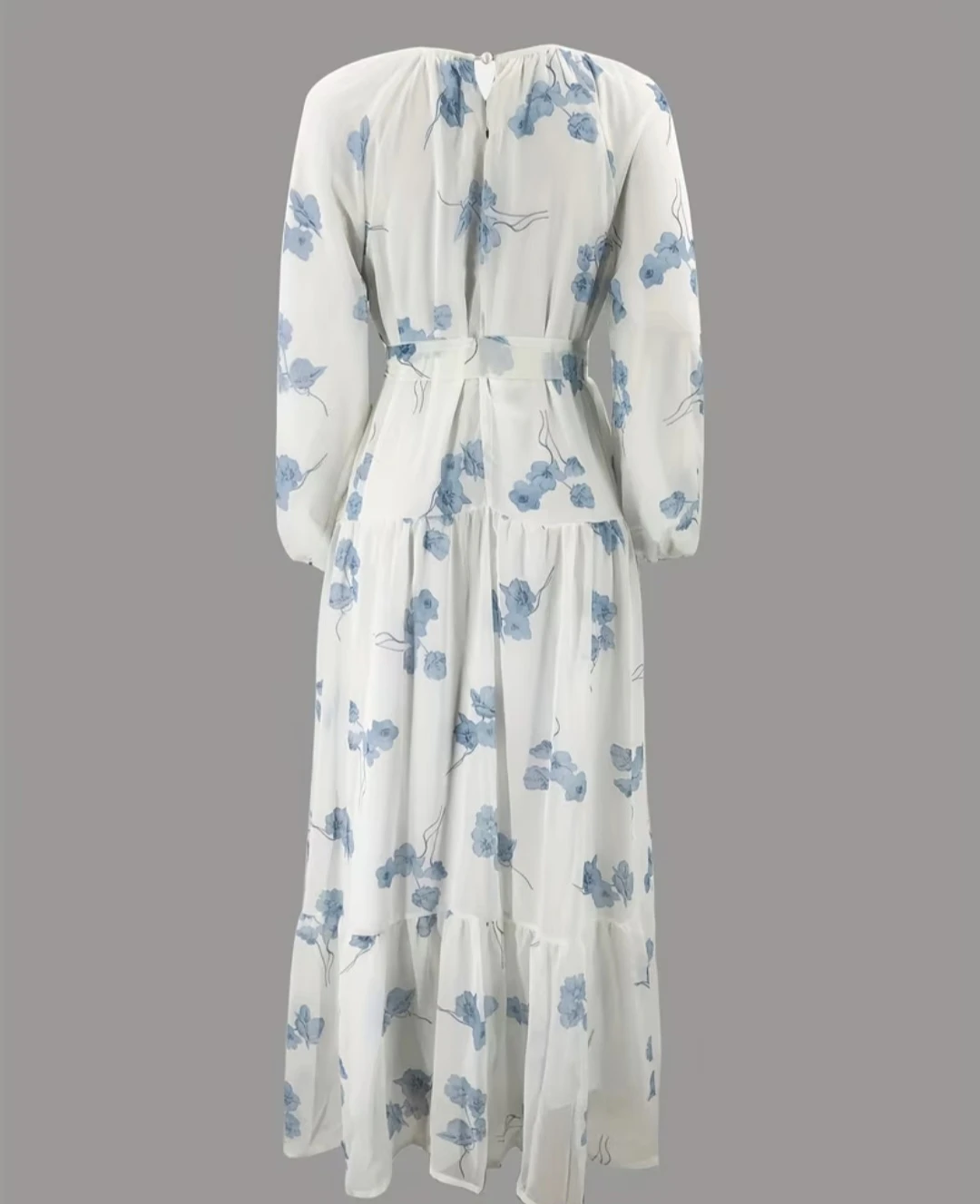 White and Blue Floral Maxi Dress - photo 3