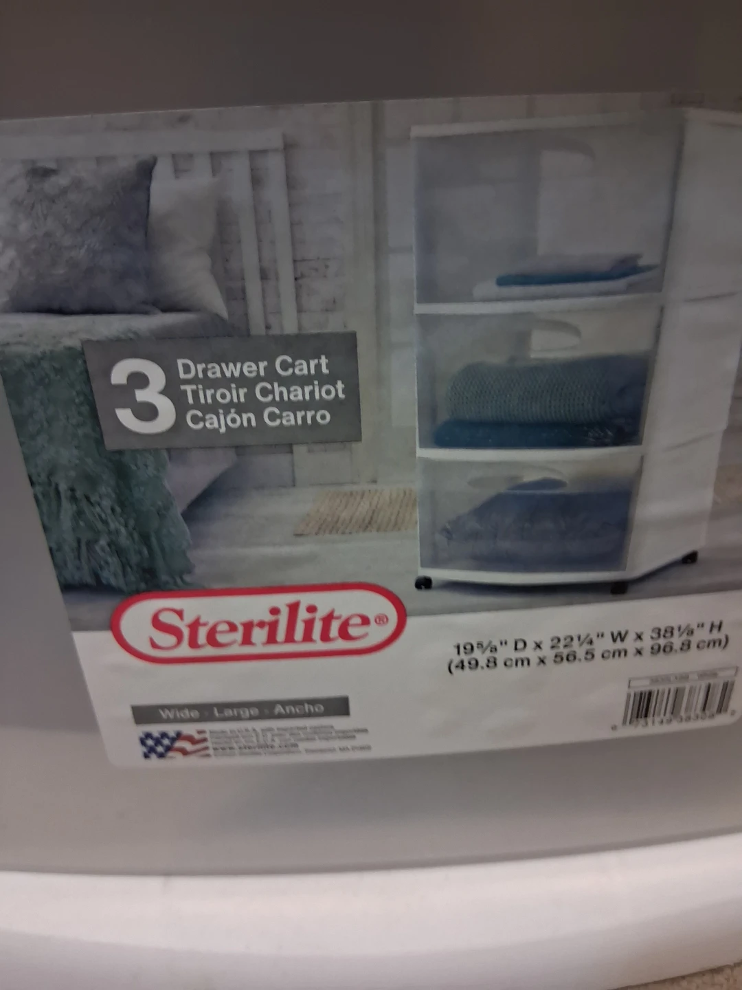 Sterilite 3-Drawer Wide Cart