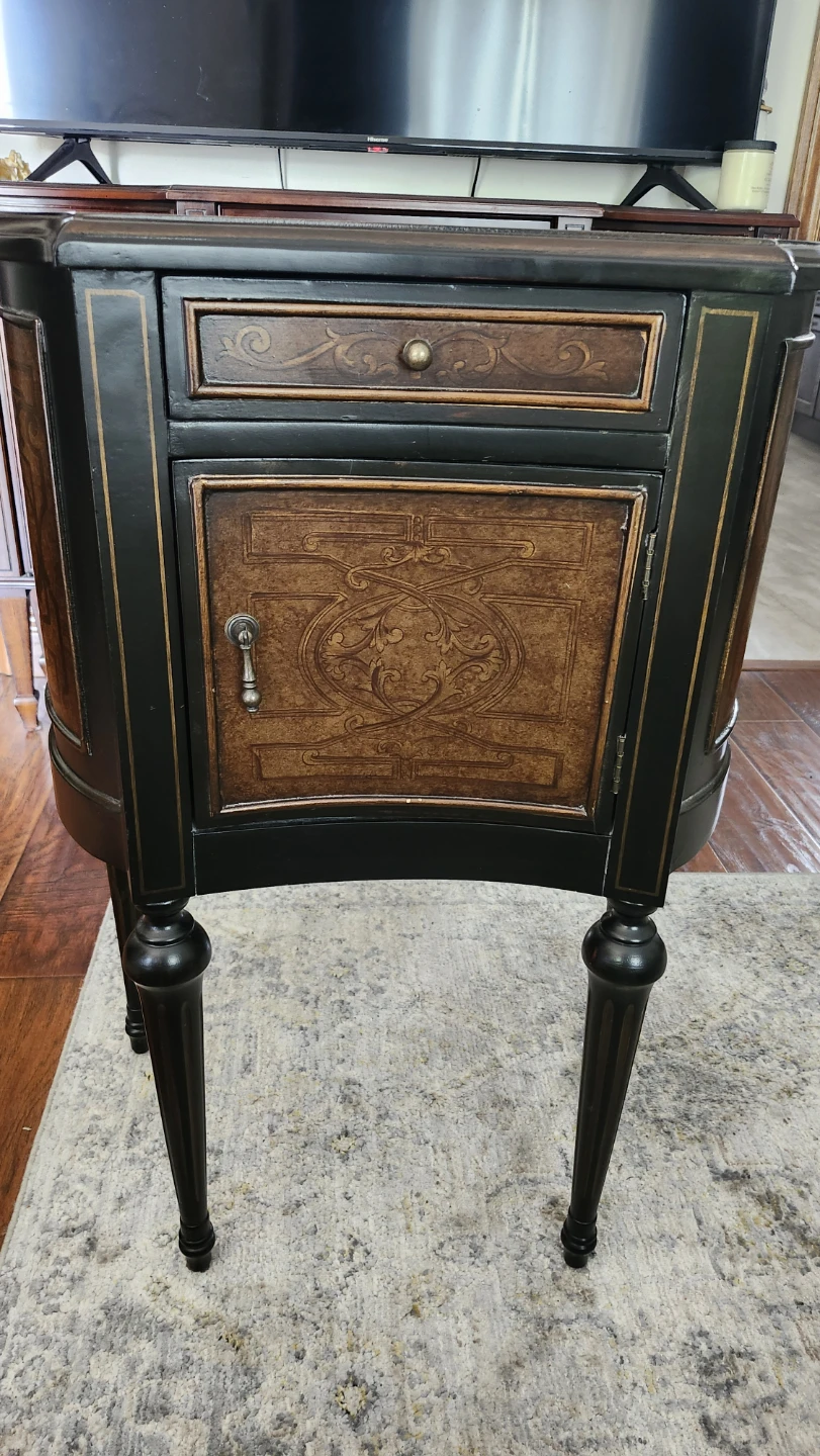 Vintage Accent Table with Drawer and Cabinet