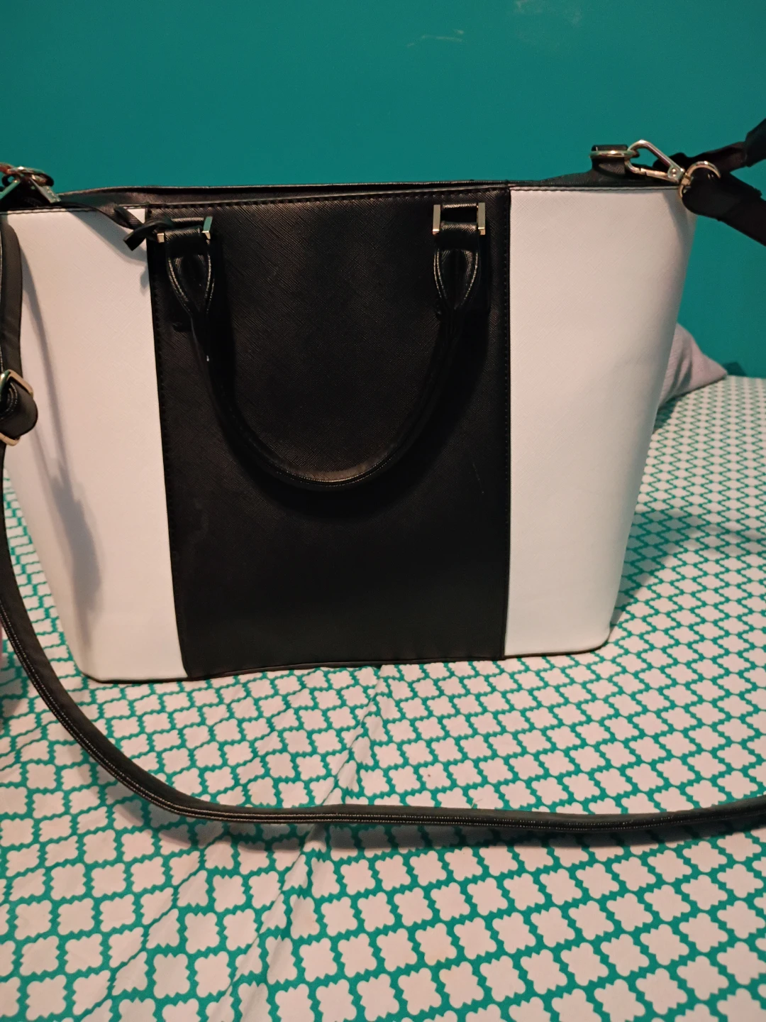 Black and White Two-Tone Tote Bag