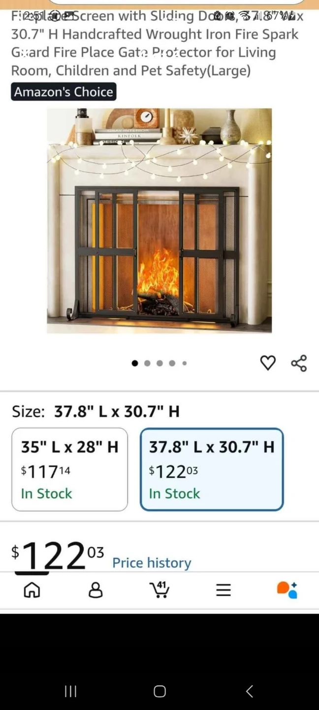 Large Wrought Iron Fireplace Screen with Sliding Doors